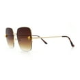 thumbnail image 6 of Womens Jaguar Head Stud Half Rim Metal Rim Oversized Rectangle Sunglasses Gold - Brown, 6 of 8