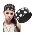 thumbnail image 1 of wonima11 Women Hollow Out Eyelets Elastic Headband, Y2K Punk Grunge Fashion Wide Headband, Grommet Fashionable Eyelet Design Headbands, Black Eyelets Elastic Stretchy Casual Hair Headbands for Girls, 1 of 1