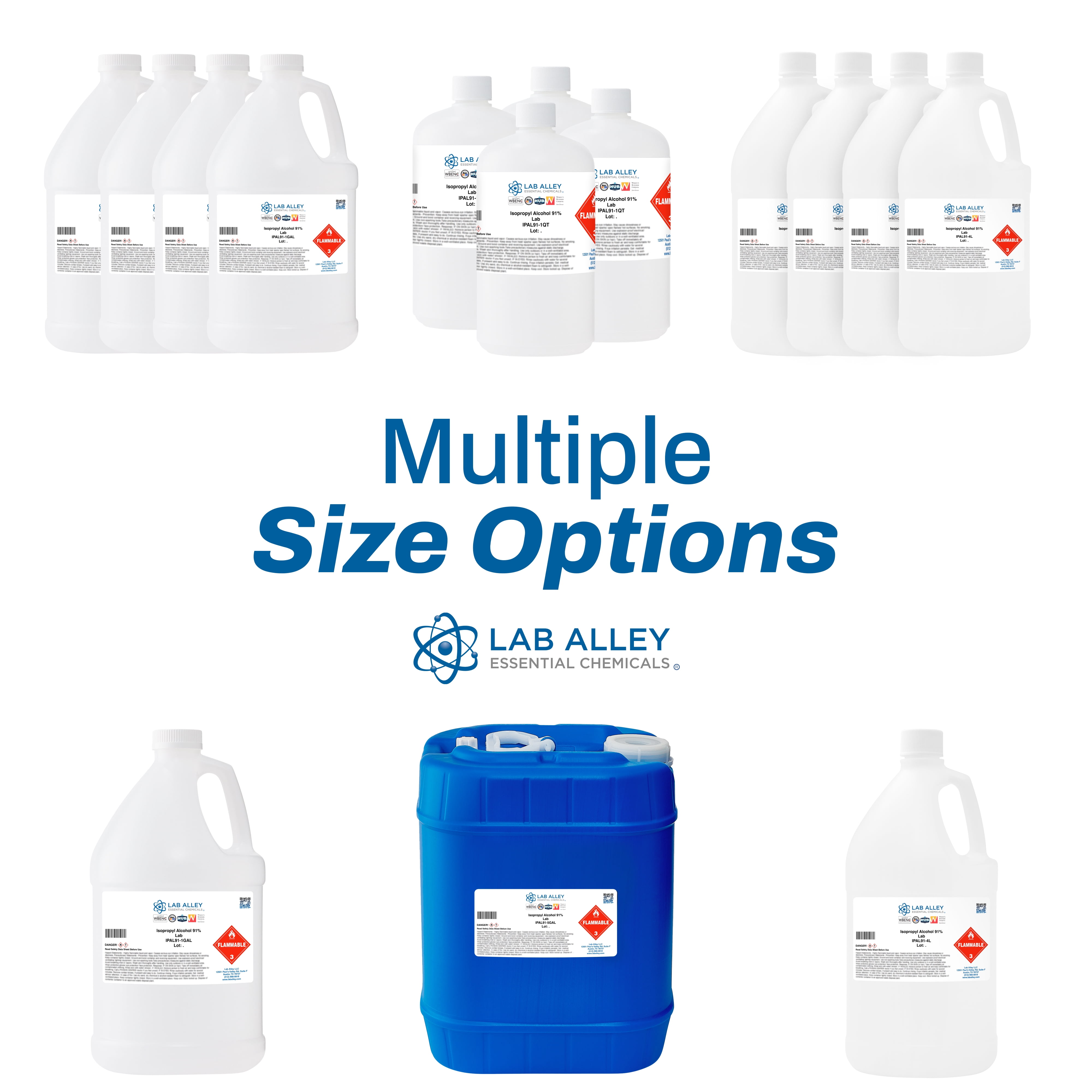 Lab Alley Isopropyl Alcohol 91% Lab Grade, Rubbing Alcohol Solvent, 1 Gallon
