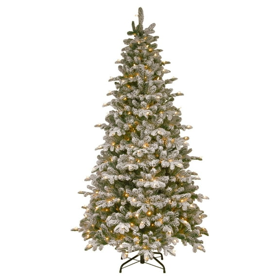 National Tree Company Pre-Lit Feel Real® Artificial Christmas Tree, Everest Fir, Green, Clear Lights, Includes Stand, 7.5 Feet