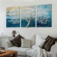 thumbnail image 2 of Shadudu Large Hand Painted Wall Art Living Room Blue Horizontal Pictures with Textured Trees on Canvas Modern Painting Artwork for Home Decor 12x16x3pcs, 2 of 6
