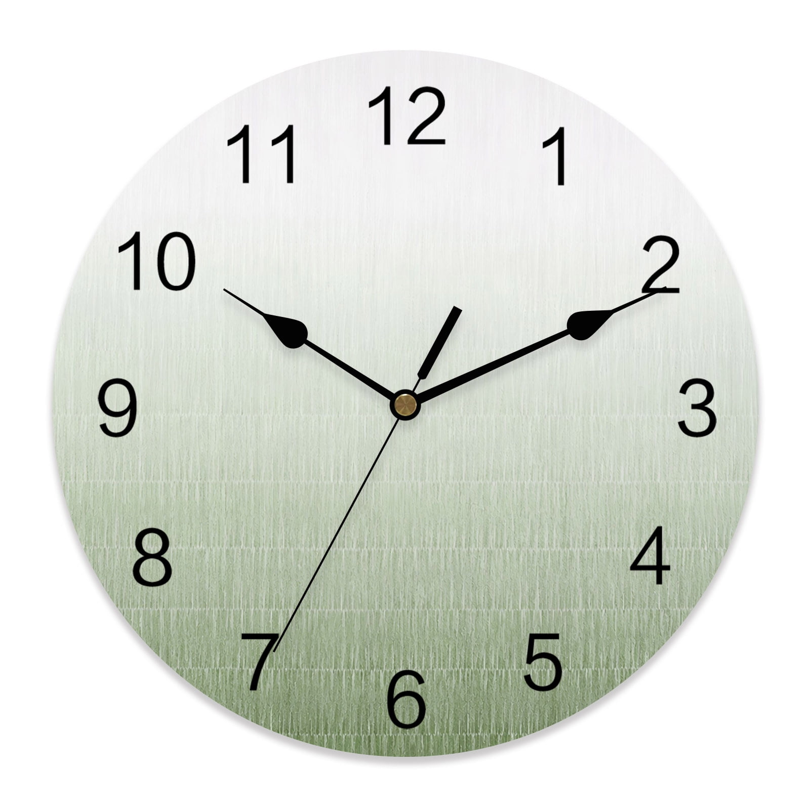 Wall Clock Ombre Sage Green Clocks PVC Silent Non-Ticking Battery Operated Decorative Modern Gradient Color Round Clock for Home Living Room Kitchen Bedroom Office School Wall Decor 14 Inch