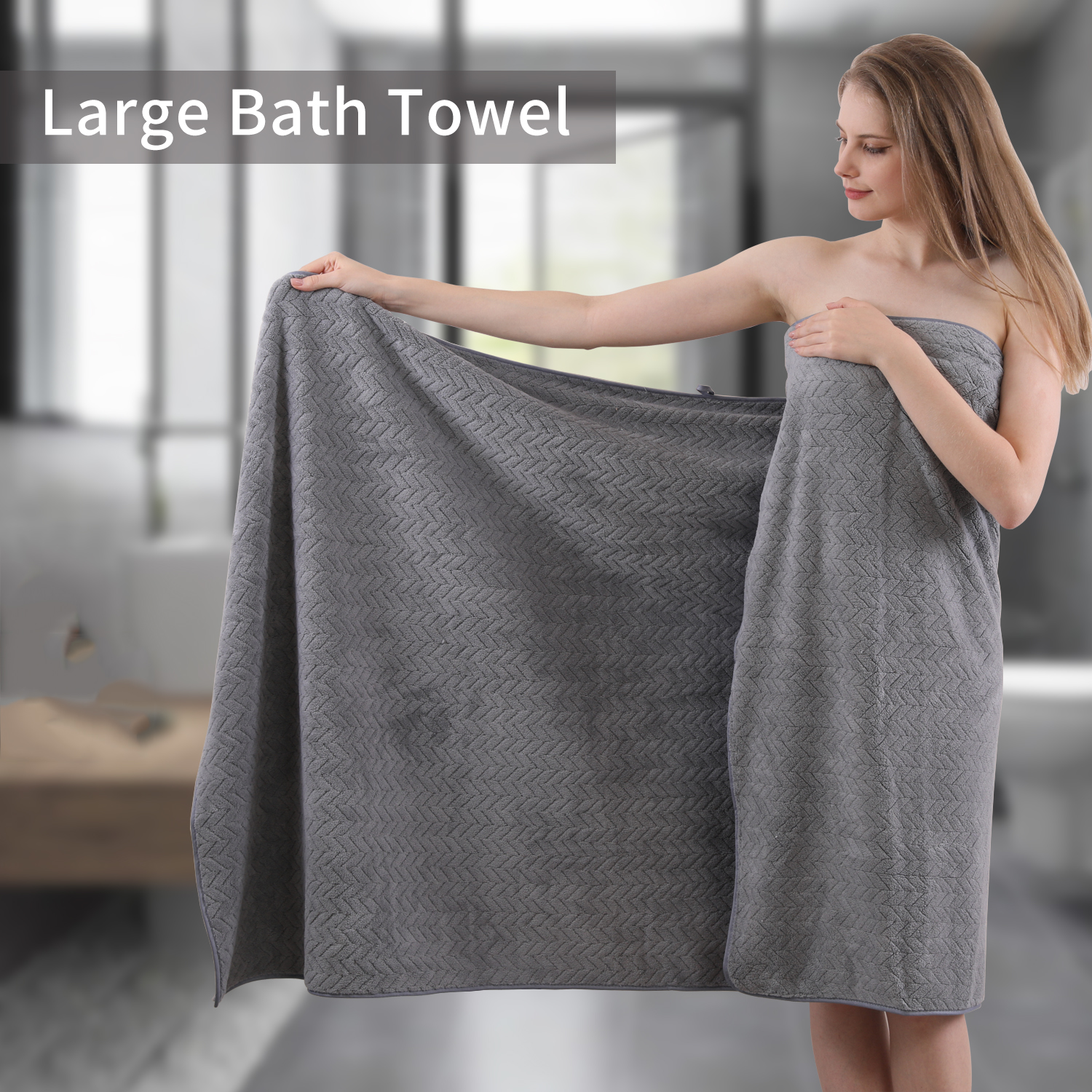 Covina Home 8-Pack Dark Grey Bath Towel Set, Oversized Ultra Soft Microfiber Bathroom Towel Set Adult Luxury Lightweight Cozy Collection