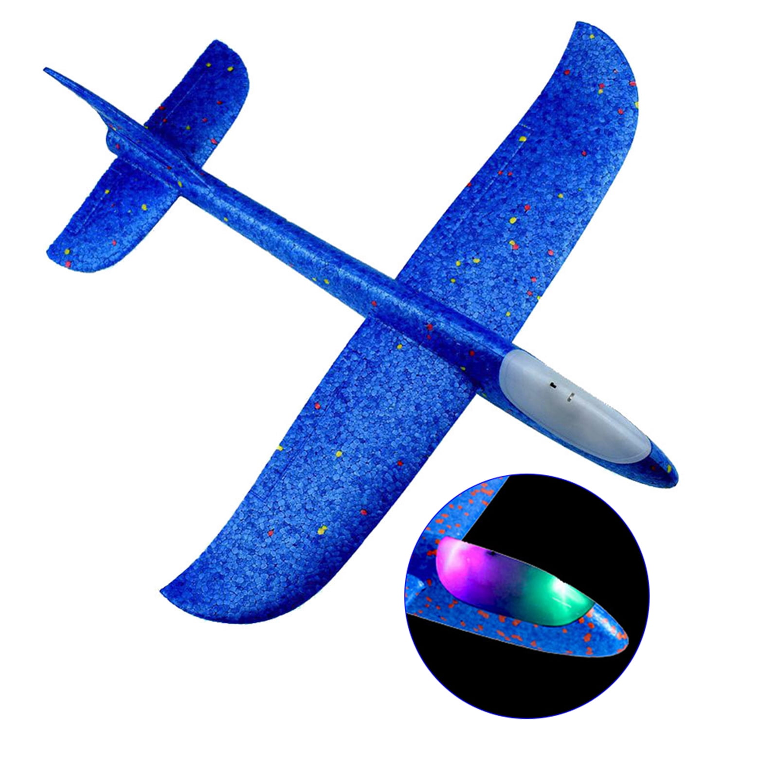 Big LED Hand Launch Throwing Airplane Glider Aircraft Inertial Foam EPP Toy Children Adults Plane Model Blue Airplane Toy