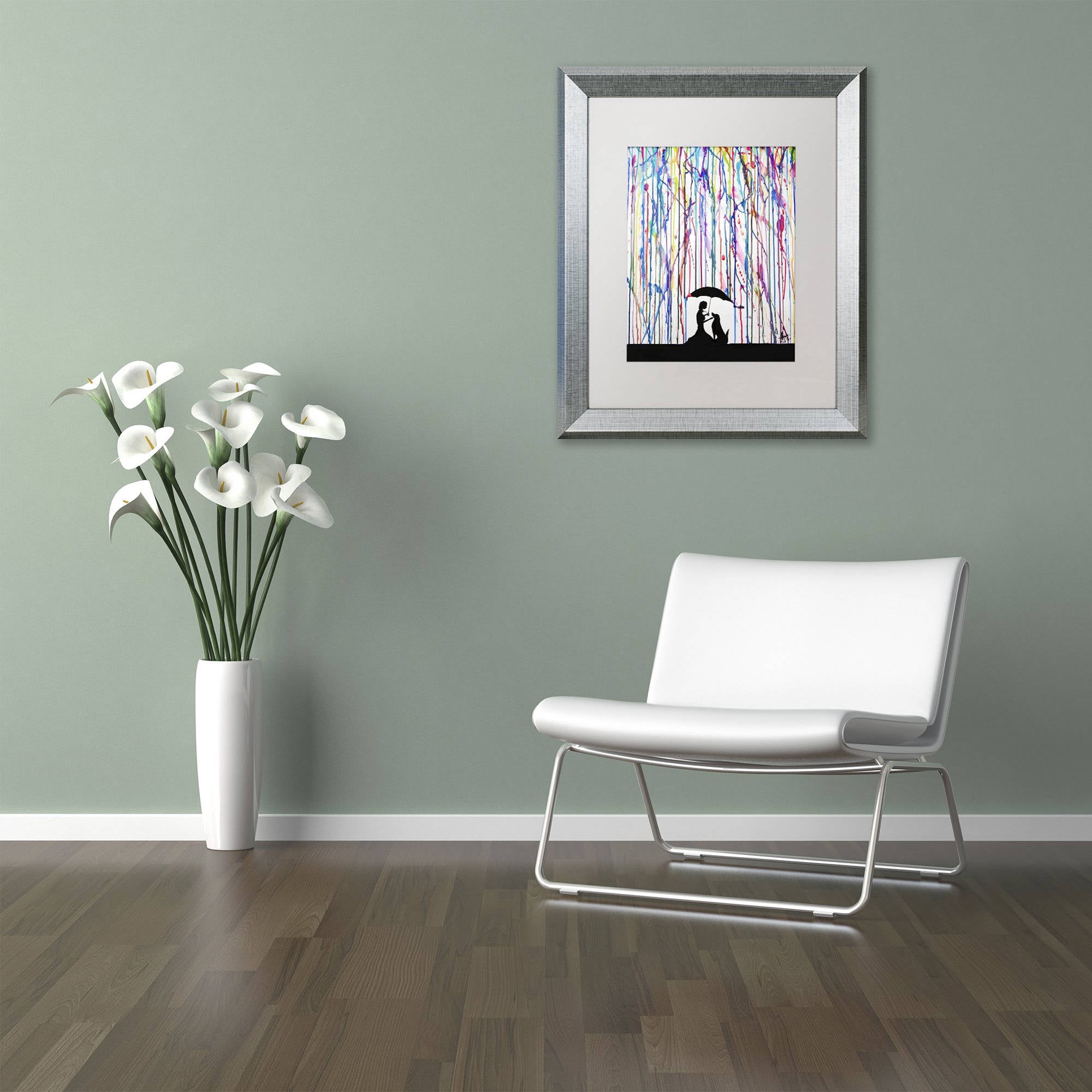 Trademark Fine Art 'Sempre' Canvas Art by Marc Allante, White Matte, Silver Frame