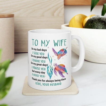 

Familyloveshop LLC To My Wife Coffee Mug Turtle Cup Gift For Her Anniversary Mug Valentine Christmas Birthday Mug 11 Oz Ceramic Mug