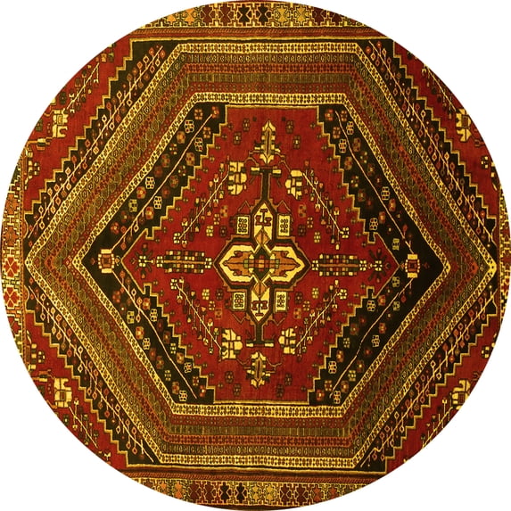 Ahgly Company Indoor Round Persian Yellow Traditional Area Rugs, 5' Round