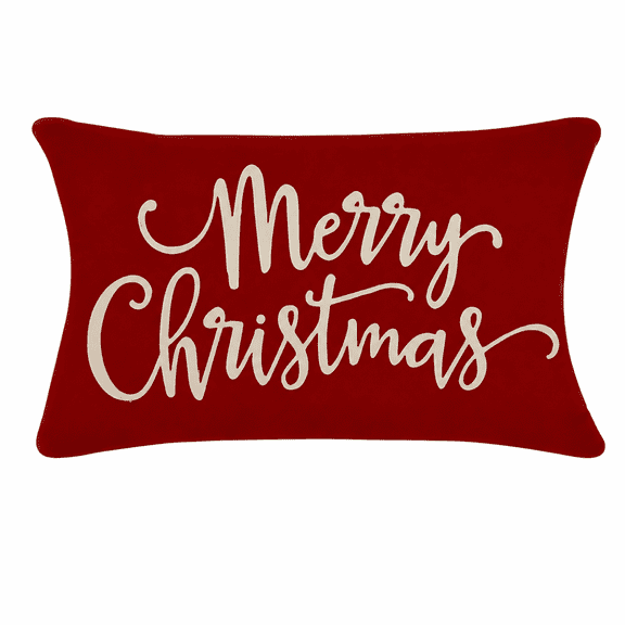 Christmas Pillow Covers Decorations Red Merry Christmas Farmhouse Throw Pillow Covers Great Gift for Christmas 12" x 20" 1 Pack