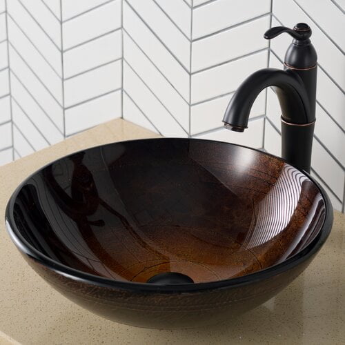 Kraus Copper Glass Circular Vessel Bathroom Sink Walmart Com Walmart Com