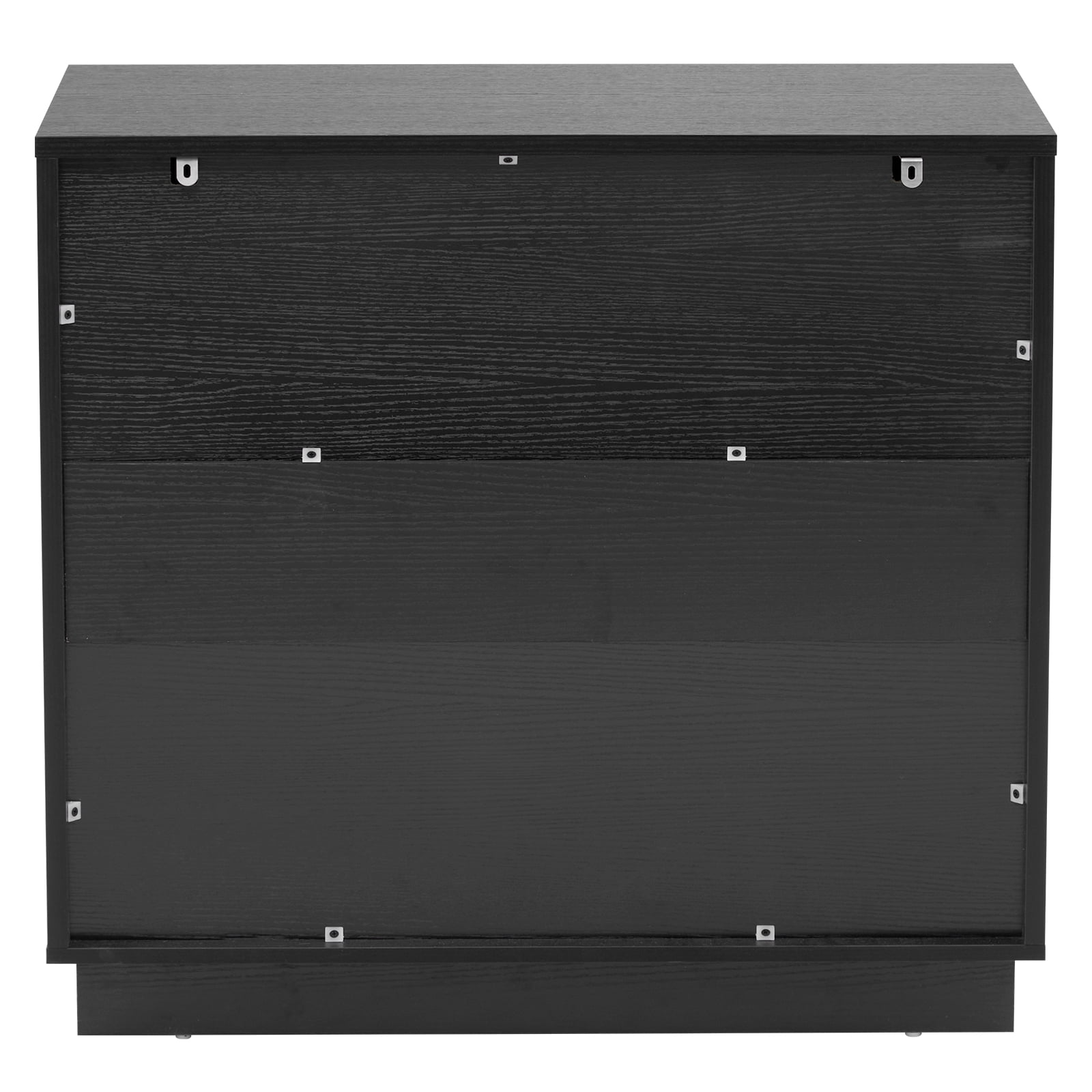 Four-Drawer Bedside Cabinet, Black P2 Particle Board and Density Board Wavy Pattern Drawer Front Three-Level