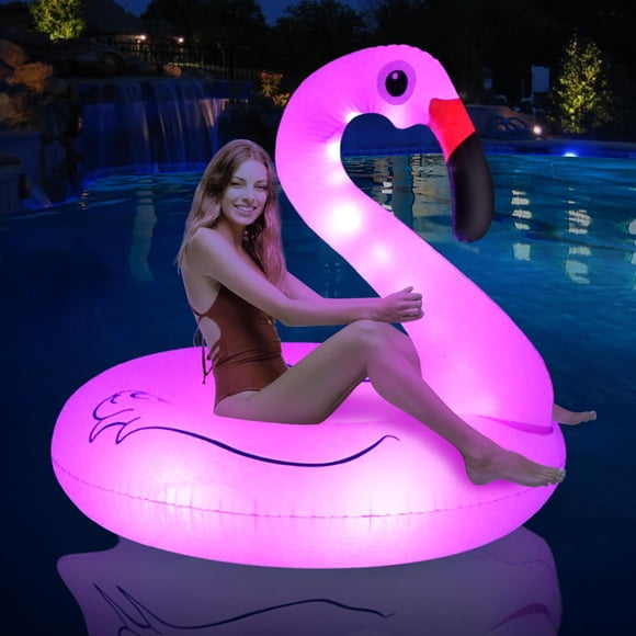 Flotador inflable para piscina FlyFreeU Flamingo con luces para adultos