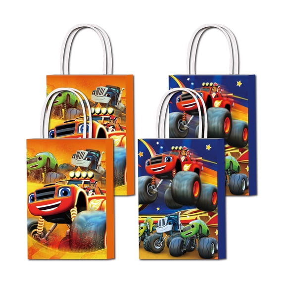 16PCS For Blaze and the Monster Cartoon Theme Birthday Party Bags,Party Favor Bags,Birthday Party Decorations With Handles Favor Bags Candy Gift Bags for Birthday Party