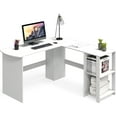 SHW Cyrus L Desk with Shelves, White