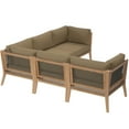 thumbnail image 3 of Lounge Sectional Sofa Set, Brown Natural, Teak Wood, Outdoor Patio Balcony Cafe Bistro Garden Hospitality Restaurant, Modern Contemporary HB34461, 3 of 11