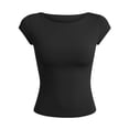 thumbnail image 3 of Womens Short Sleeve Tops Summer T Shirts Round Neck Causal Fashion Outfits Trendy Clothes Basic Tee(Black,L), 3 of 3