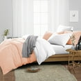 thumbnail image 2 of SGI Bedding 3 Piece Reversible Cotton Duvet Cover Peach Solid 600TC Oversized King, 2 of 8
