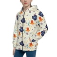 thumbnail image 2 of Naloa Flower Leaves Teenage Zipper Hoodie, Long Sleeve Zip Up Hoodies Casual Jackets Tops for 7-12 Years-Medium, 2 of 6