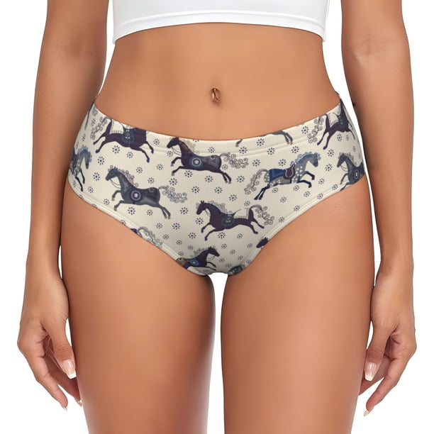 Fotbe Horse Calzones Estampados para Mujer – Ropa Interior de Algodón, Cómoda, Suave y Elástica-Large