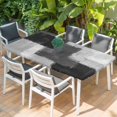 thumbnail image 2 of Black Abstract Table Cloths for 6 Foot Rectangle Tables, Grey Geometric Oil Painting Vintage Ombre Patio Waterproof Elastic Fitted Tablecloths, Washable Rectangular Table Cover for Camping, 2 of 8