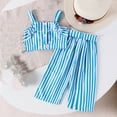 thumbnail image 2 of Cute Summer Outfits for Girls 10-12 Years Old Girl Set, Children's Summer Striped Sling Comfortable Round-Neck Tank Top and Long Pants Sets for Kids, 2 of 6