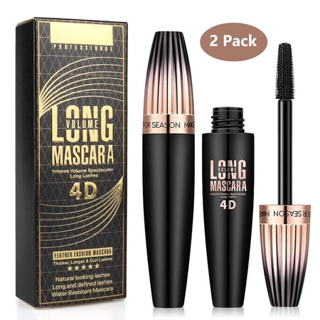 Laraspi 4D Silk Fiber Lash Mascara Waterproof Volumizing & Lengthening Black Mascara for Fuller Longer Looking Lashes(2Pack)