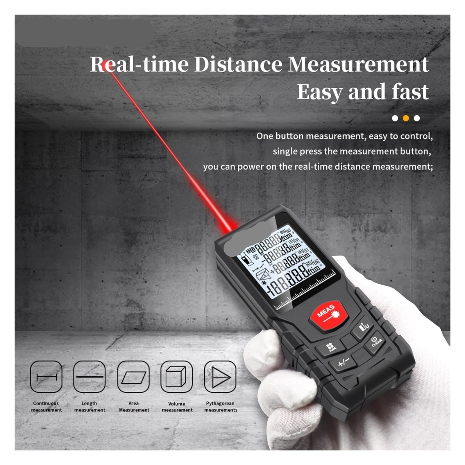 Laser Tape Measure 50M Laser Distance Meter Rangefinder Profesional Digital Range ,Water-Proof & Dust Resistant