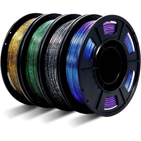 3D Printer Filament, Galaxy Glitter PLA Filament 1.75mm, 3D Printer Filament PLA Filament 1.75mm Multicolor Mixed Filament 250g*4 Sample Pack.