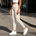 thumbnail image 5 of MXUIKV Leggings Pants for Women Tight Fitted Elastic High Waist Workout Yoga Trousers Solid Color(X-Large,White), 5 of 7