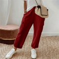 thumbnail image 2 of Kelon Women's Cotton Linen Pants Elastic Waisted Casual Palazzo Straight Leg Pants Summer Beach Trouser XL, 2 of 9