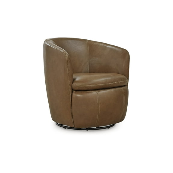 Signature Design by Ashley Kierreys 360 Degree Leather Upholstered Swivel Chair, Caramel
