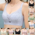 thumbnail image 1 of SYVGVA Womens Bras Lace Front Button Large Bust Gathered Lightweight Breathable High Elastic Underwear,Green,L, 1 of 7