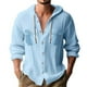 thumbnail image 1 of pstuiky camisas de manga larga para hombre, Blusa informal de manga larga con capucha y cuello redondo con botones lisos a la moda para hombre tops de invierno para hombre m, 1 of 3