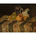 thumbnail image 2 of Adolphe Monticelli 14x12 Gold Ornate Wood Frame and Double Matted Museum Art Print Titled - Still Life with Fruit and Wine Jug (1874), 2 of 4