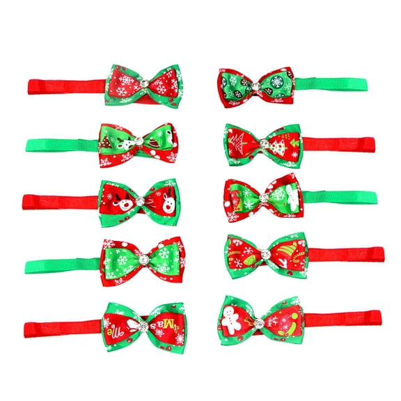 Jiyike 15Pcs Christmas Pet Dog Bow Ties Dog Collar Neckties Adjustable Dog Ties Dog Accessories (Mixed Colors)