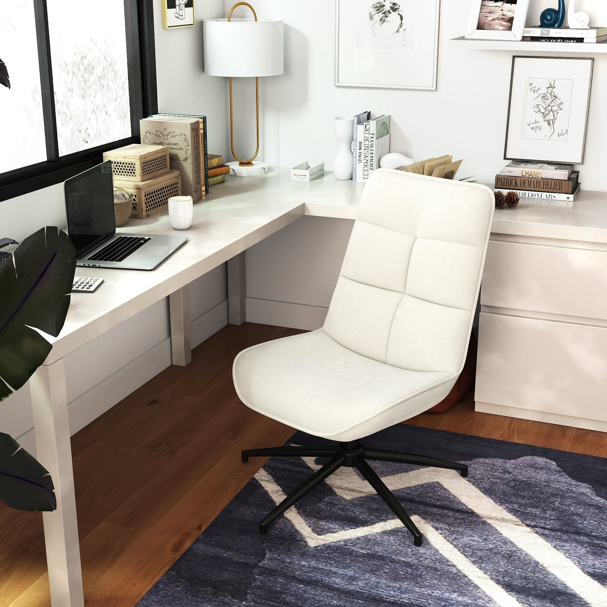Homy Casa Gaming Chair, Ergonomic Office Chair with Swivel, Adjustable Height and Tilting, Beige