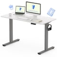 thumbnail image 3 of FLEXISPOT 48"x30" Home Office Height Adjustable Standing Desk with Hooks, Ergonomic Electric 2-Stage Stand Up Computer Desk, Gray and White, 3 of 8