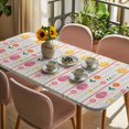 thumbnail image 3 of Spring Easter Table Cloths for 4 Foot Rectangle Tables, Pink Yellow Vintage Eggs Floral Botanical Patio Waterproof Elastic Fitted Tablecloths, Washable Rectangular Table Cover for Camping, 3 of 8
