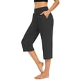 thumbnail image 2 of Capri Pants for Women Elastic Waist Yoga Pants Fashion Casual Solid Sweatpants Lounge Loose Comfy Cropped Pants with Pockets Ladies Tummy Control Pants, 2 of 7