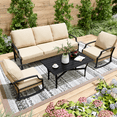 thumbnail image 7 of AECOJOY 7 Pieces Patio Furniture Set Outdoor Metal Conversation Sets Sectional Furniture with Cushions and Wooden Table for Backyard, 7 of 7