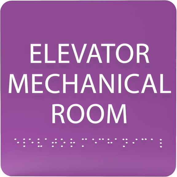 ADA CENTRAL SIGNS - 6" X6" Elevator Mechanical Room Sign- ADA Compliant Tactile Graphics Grade 2 Braille Text Acrylic Wall Signs - Authorized Personnel Only Door Sign for Malls, Offices& Restaurants