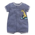 thumbnail image 6 of HWJAD Baby Boys 2-Pack Cotton Short Sleeve Rompers Everyday Summer Snap-Up Jumpsuit, Giraffe+Lion, 6 of 9