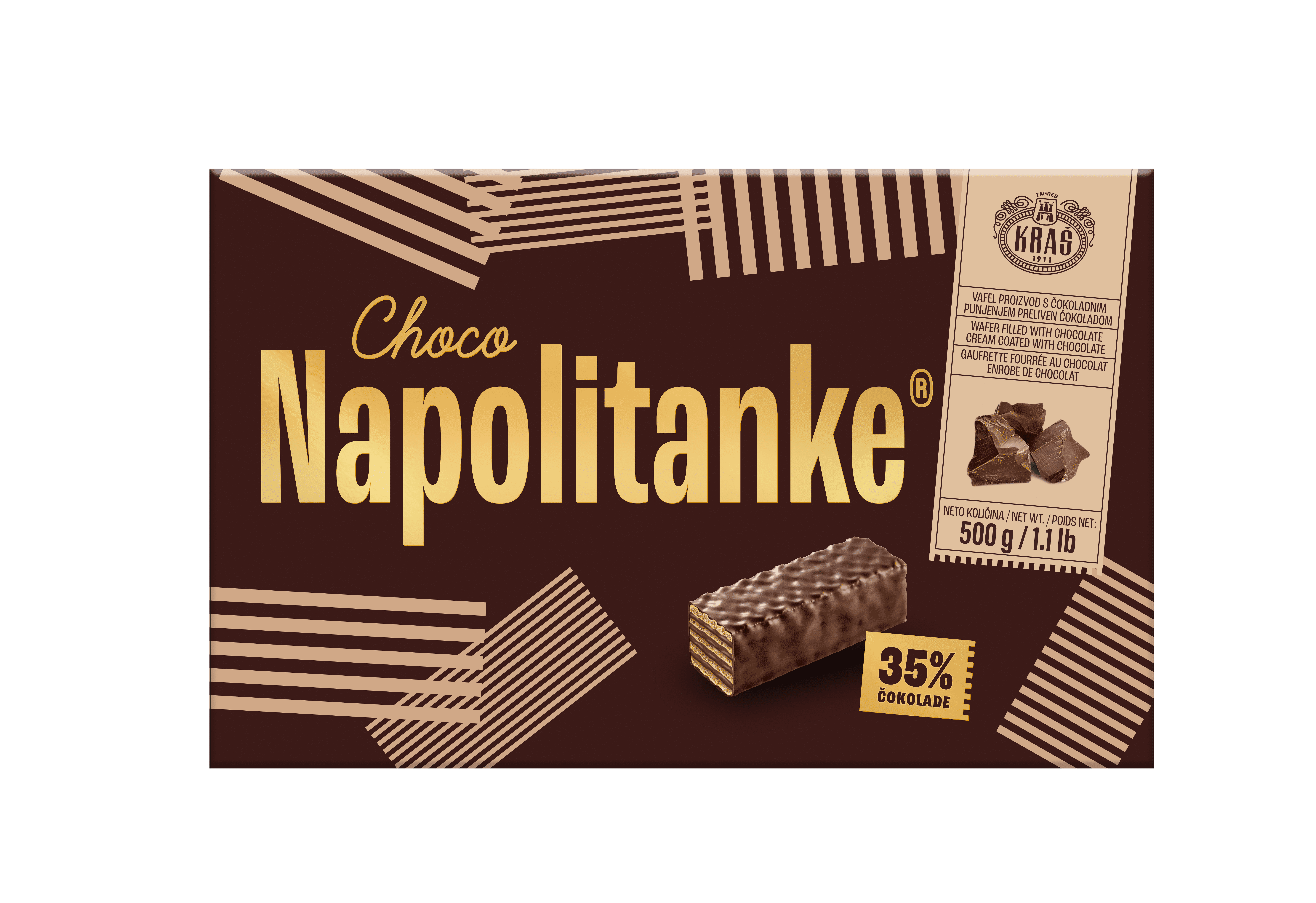 (3 pack) Kras Napolitanke Chocolate Wafers, 500g