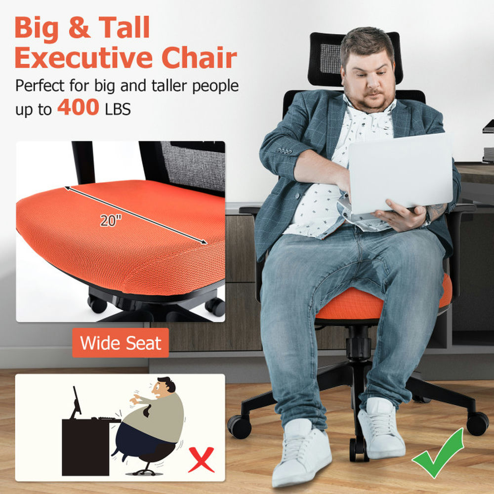 Demi Bonn Ergonomic Office Chair with Lumbar Support and Adjustable Headrest, Rolling Work Computer Desk Chair, Black