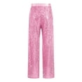 thumbnail image 2 of Lejafay Kids Girls Sparkly Sequins Dance Pants Elastic Waist Bottoms Trousers Hip Hop Jazz Disco Dancewear Pink 16, 2 of 7