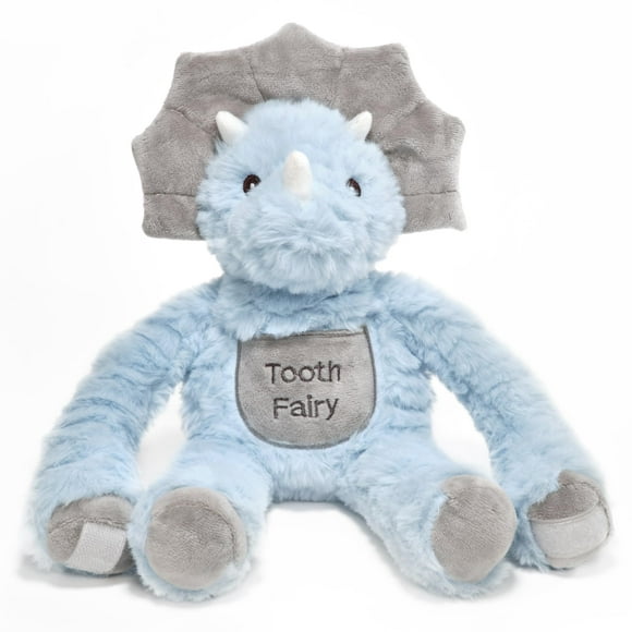 Bearington 12 inch Tooth Fairy Door Hanger Stuffed Animal, Lil' Tracer Dino The Dinosaur Tooth Holder, Tooth Fairy Doll with Tooth Pocket Pouch