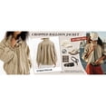 thumbnail image 4 of Oversized Bomber Jacket Women Stand Collar Windbreaker Polyester Fall Utility Coat, 4 of 7