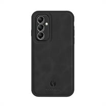 Dteck Luxury Retro Slim Back Phone Case for Samsung Galaxy A34 5G,Military Grade Shockproof Portective PU Leather Soft TPU Bumper Cover for Magnetic Car Mount Holder,Black