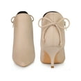 thumbnail image 4 of BLISSFUL STEP Pointed Toe Bow Cutout Kitten Heel Ankle Booties for Women Beige 6.5, 4 of 4