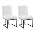 thumbnail image 2 of Linen Fabric Mid Century Modern Dining Chair Set of 2, Upholstered Padded Dining Chairs Armless Accent Chair with Black Metal Frame for Dining Room/Living Room/Kitchen/Office, White, 2 of 9