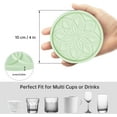 thumbnail image 3 of Silicone Coasters Set for Drinks - 6 Pack With Holder, Table Cup Mat for Coffee Table, Desk, Bar - Tabletop Protection Gift - Nyanza Green, 3 of 13